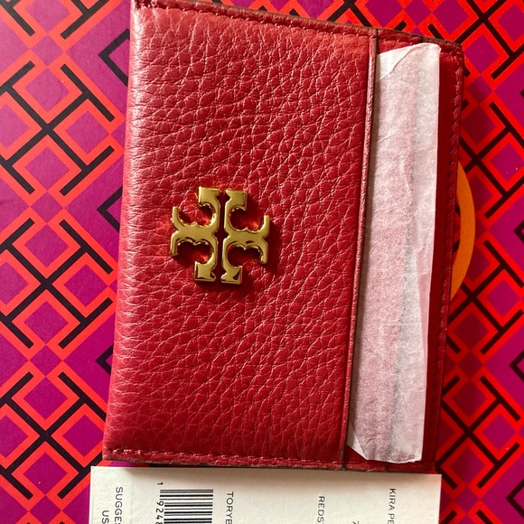 Tory Burch Bags Tory Burch Kira Pebbled Card Case In Redstone